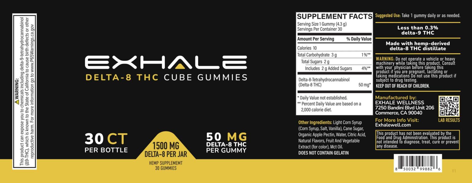 Full Spectrum Delta-8 THC Gummy Cubes - Exhale Wellness