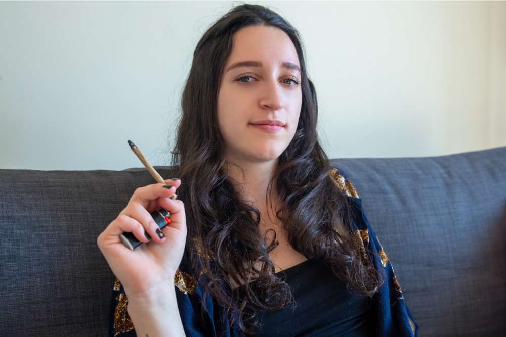 woman smoking a joint