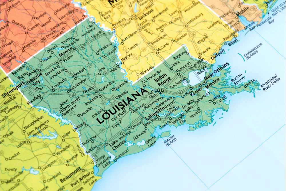 louisiana map overhead shot