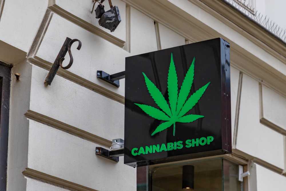 cannabis shop storefront sign