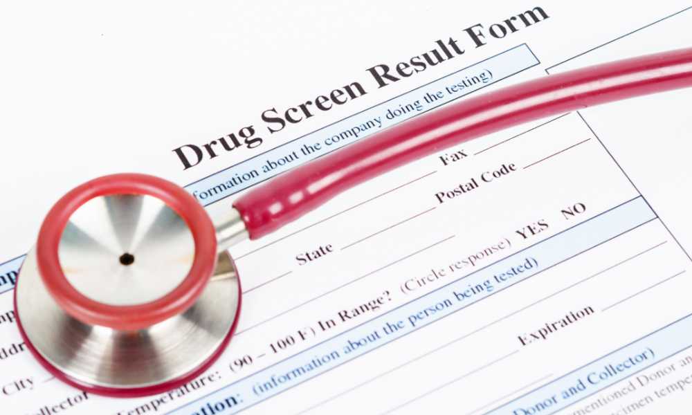 stethoscope on drug test papers