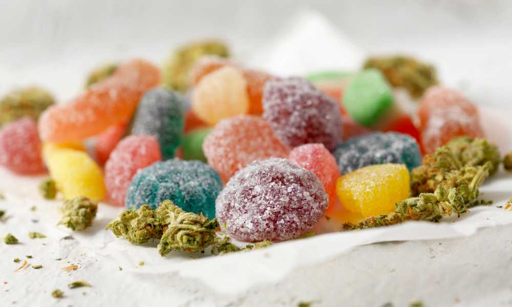 cannabis gummies on wax paper