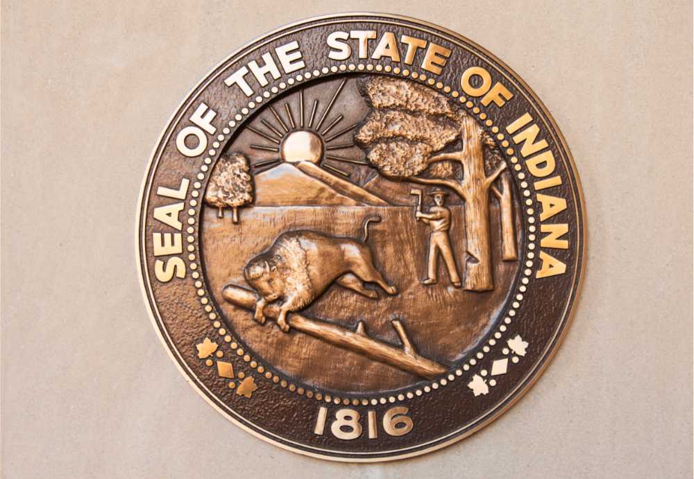 bronze seal of the state of indiana