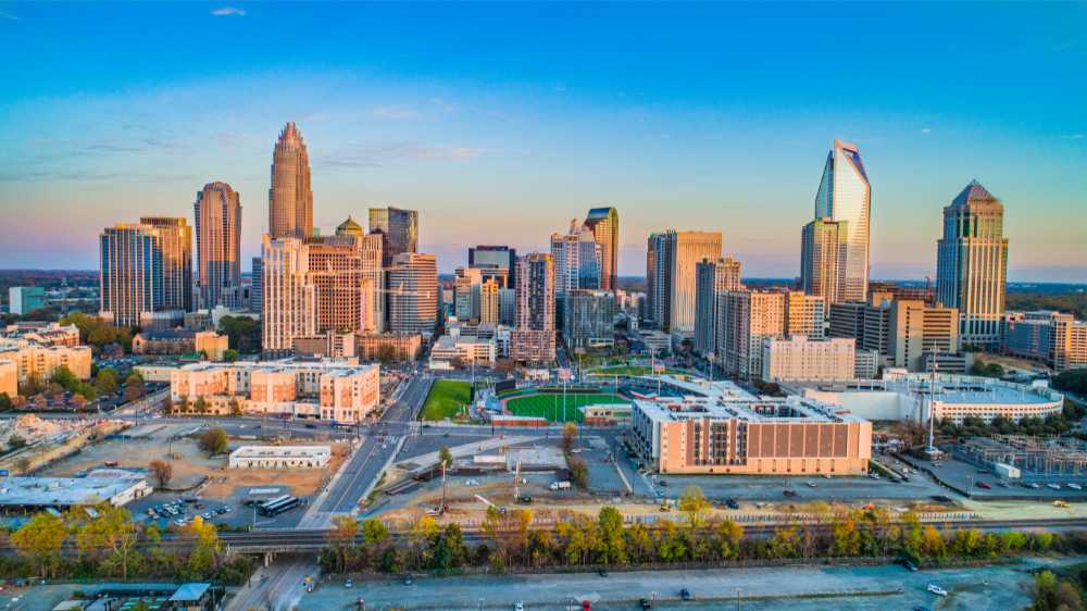 charlotte north carolina skyline at sunset